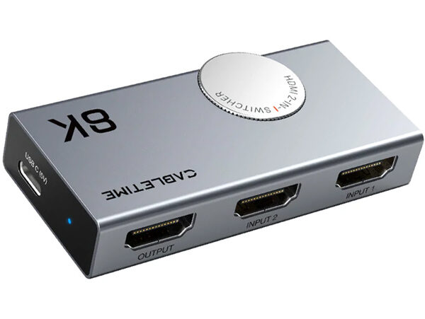 CABLETIME HDMI switch CT-HS8K2-AG, 2 σε 1, 8K/60Hz, 4K/120Hz, γκρι