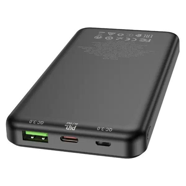 Hoco J87 powerbank 10000 mAh, QC3.0, PD, 3A 20W, μαύρο