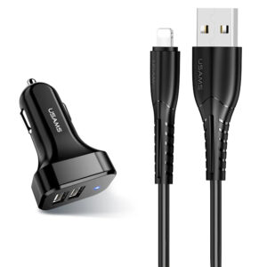 POWERTECH φορτιστής τοίχου PT-776 με καλώδιο USB-C, 2x USB, 2.1A, λευκό