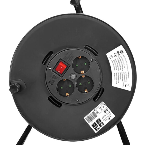POWERTECH μπαλαντέζα με βάση PT-899, 3x schuko, 16A, 25m, μαύρη