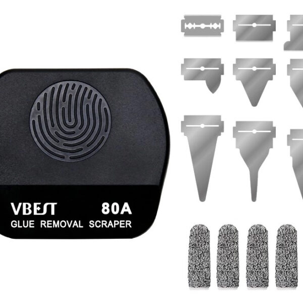 BEST εργαλείο αφαίρεσης κόλλας VBST-80B με 9x λεπίδες & 5x finger sleeves, για επισκευές κινητών