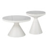 Βοηθητικά τραπέζια Coozlin Inart sintered stone σε απόχρωση λευκό μαρμάρου με λευκό μέταλλο