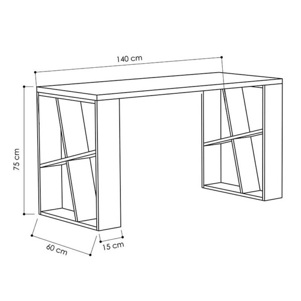 Γραφείο Honey pakoworld χρώμα λευκό - light oak 140x60x75εκ