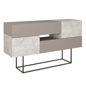 Μπουφές Roberta pakoworld μελαμίνης λευκό μαρμάρου 145x40x82εκ