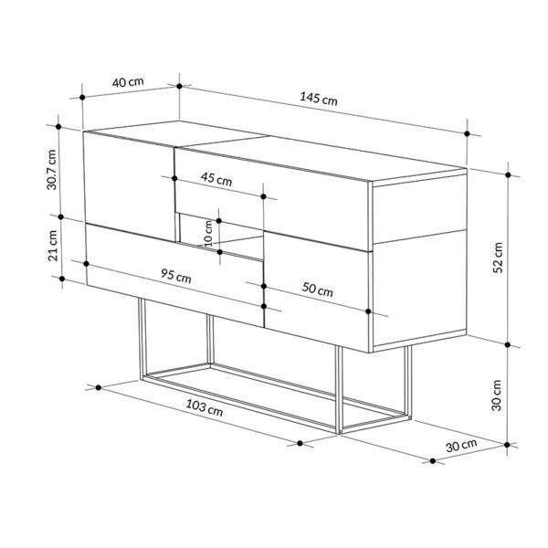 Μπουφές Roberta pakoworld μόκα με γκρι-μπεζ μαρμάρου 145x40x82εκ