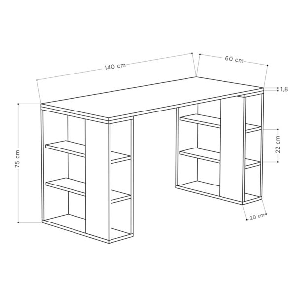 Γραφείο Colmar pakoworld σε oak απόχρωση 140x60x75εκ