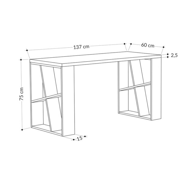 Γραφείο Honey pakoworld σε λευκή-ανθρακί απόχρωση 137x60x75εκ