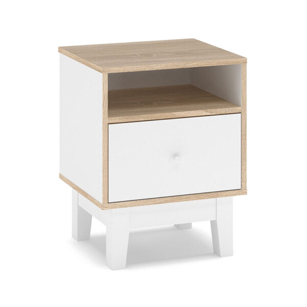 Κομοδίνο Awell pakoworld sonoma-λευκό 45x44x58εκ (Σετ 2 τεμ.)