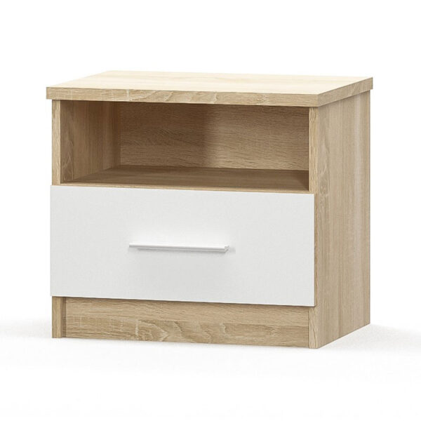 Κομοδίνο Geneva pakoworld φυσικό-λευκό 50x37x45.5εκ (Σετ 2 τεμ.)