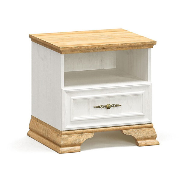Κομοδίνο Jaden pakoworld golden oak-λευκό antique 49x41x47εκ (Σετ 2 τεμ.)