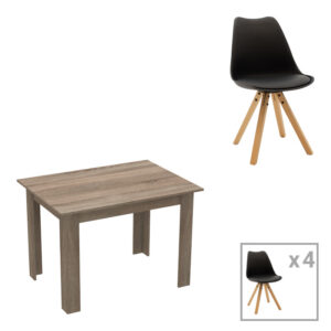 Μπουφές Lireta pakoworld μελαμίνης καρυδί-μαύρο 182x41x82.5εκ