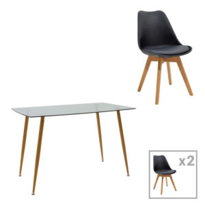 Καρέκλα Parker pakoworld PU cappuccino-μαύρο πόδι 42x48x98εκ (Σετ 4 τεμ.)