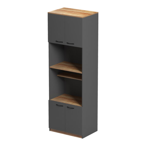 Ντουλάπα κουζίνας Rowan pakoworld σε oak-ανθρακί απόχρωση 60x42x182εκ