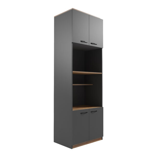 Ντουλάπα κουζίνας Rowan pakoworld σε oak-ανθρακί απόχρωση 60x42x182εκ