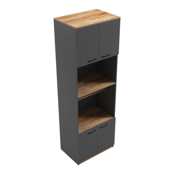 Ντουλάπα κουζίνας Rowan pakoworld σε oak-ανθρακί απόχρωση 60x42x182εκ