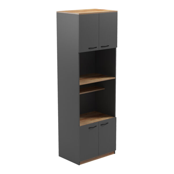 Ντουλάπα κουζίνας Rowan pakoworld σε oak-ανθρακί απόχρωση 60x42x182εκ