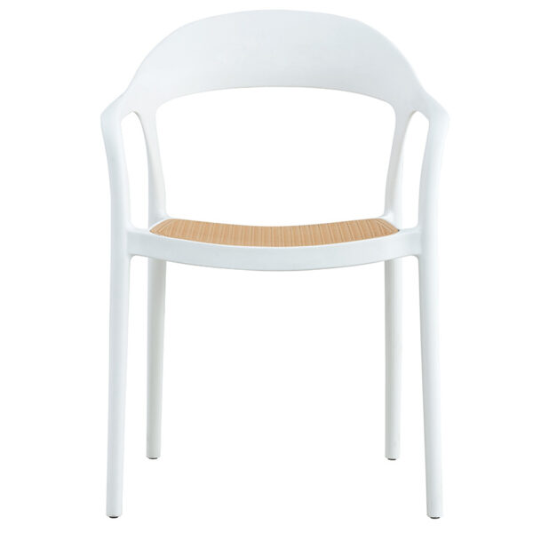 Πολυθρόνα Ember στοιβαζόμενη pakoworld με UV protection PP μπεζ- λευκό 52.5x56.5x81εκ.