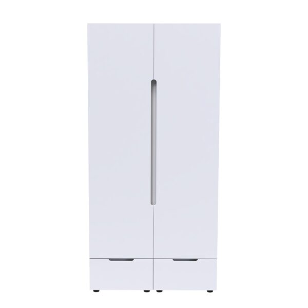 Ντουλάπα δίφυλλη Afina pakoworld mdf σε λευκή glossy απόχρωση 100x57x213εκ