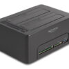 DELOCK docking station για 2.5" ή 3.5" SATA HDD/SSD 64183, 2 θέσεων, με card reader, 5Gbps, clone function, μαύρο