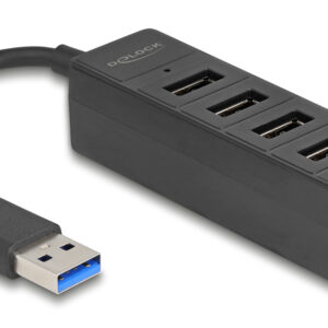 DELOCK card reader 91014 για SD & micro SD, με θήκη, USB/USB-C, 5Gbps, μαύρο