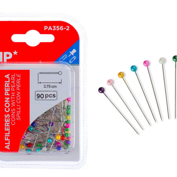 MP πινέζες με κεφάλι PA356-2, μεταλλικές, 3.75cm, πολύχρωμες, 90τμχ