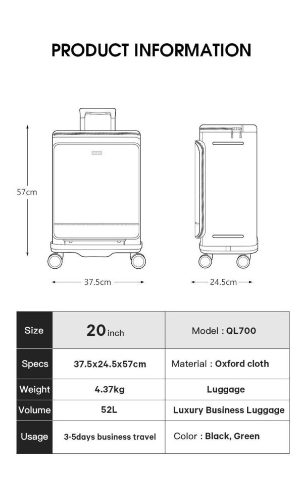 Βαλίτσα καμπίνας Premium Collection Bange QL700 χακί