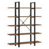 Βιβλιοθήκη Esthon pakoworld καρυδί-μαύρο μέταλλο 120x28x180εκ
