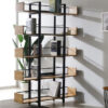 Βιβλιοθήκη Musha pakoworld μέταλλο μαύρο με oak απόχρωση 120x22x185εκ
