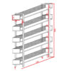Βιβλιοθήκη Musha pakoworld μέταλλο μαύρο με oak απόχρωση 120x22x185εκ