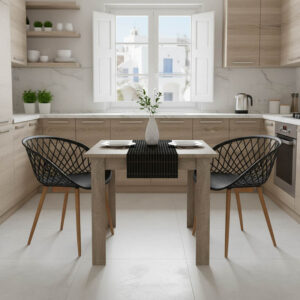 Καρέκλα Parker pakoworld PU cappuccino-μαύρο πόδι 42x48x98εκ (Σετ 4 τεμ.)