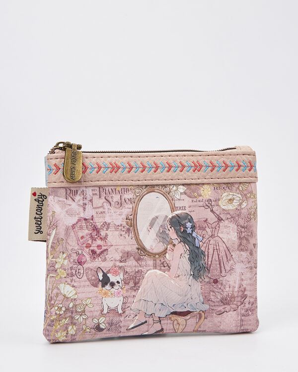 Sweet Candy Γυναικείο Mini Πορτοφόλι με Vintage Καθρέφτη & Ρομαντικό Ύφος – Mirror Bloom