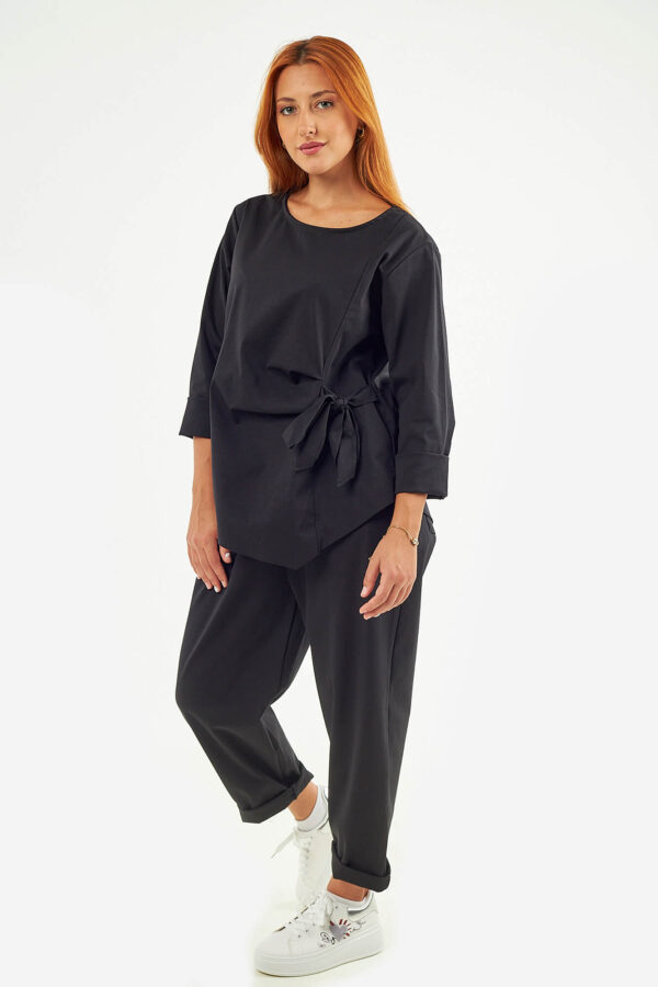 Sequoia Σύγχρονο Γυναικείο Oversize Σετ με Δέσιμο  33-9958 Μαύρο