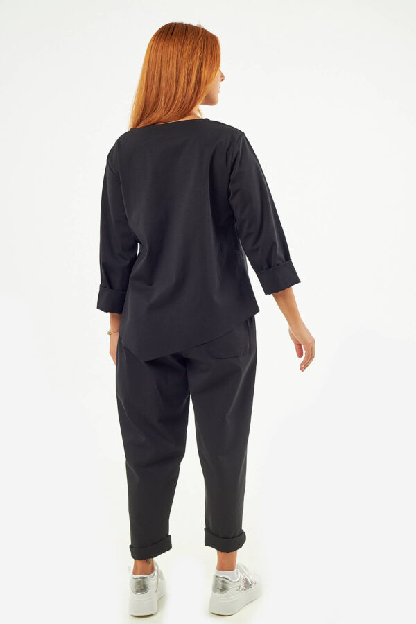 Sequoia Σύγχρονο Γυναικείο Oversize Σετ με Δέσιμο  33-9958 Μαύρο