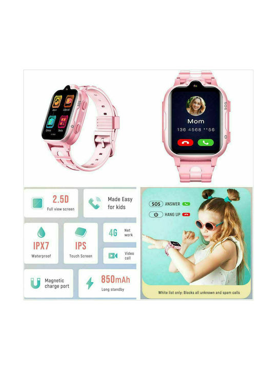 Παιδικό Ρολόι  με GPS Tracker και Videoκλήση και Κουμπί πανικού K15H GPS Ροζ